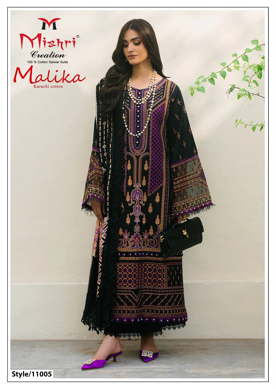 Malika Vol 11 By Mishri Karachi Lawn Cotton Printed Dress Material Suppliers In India